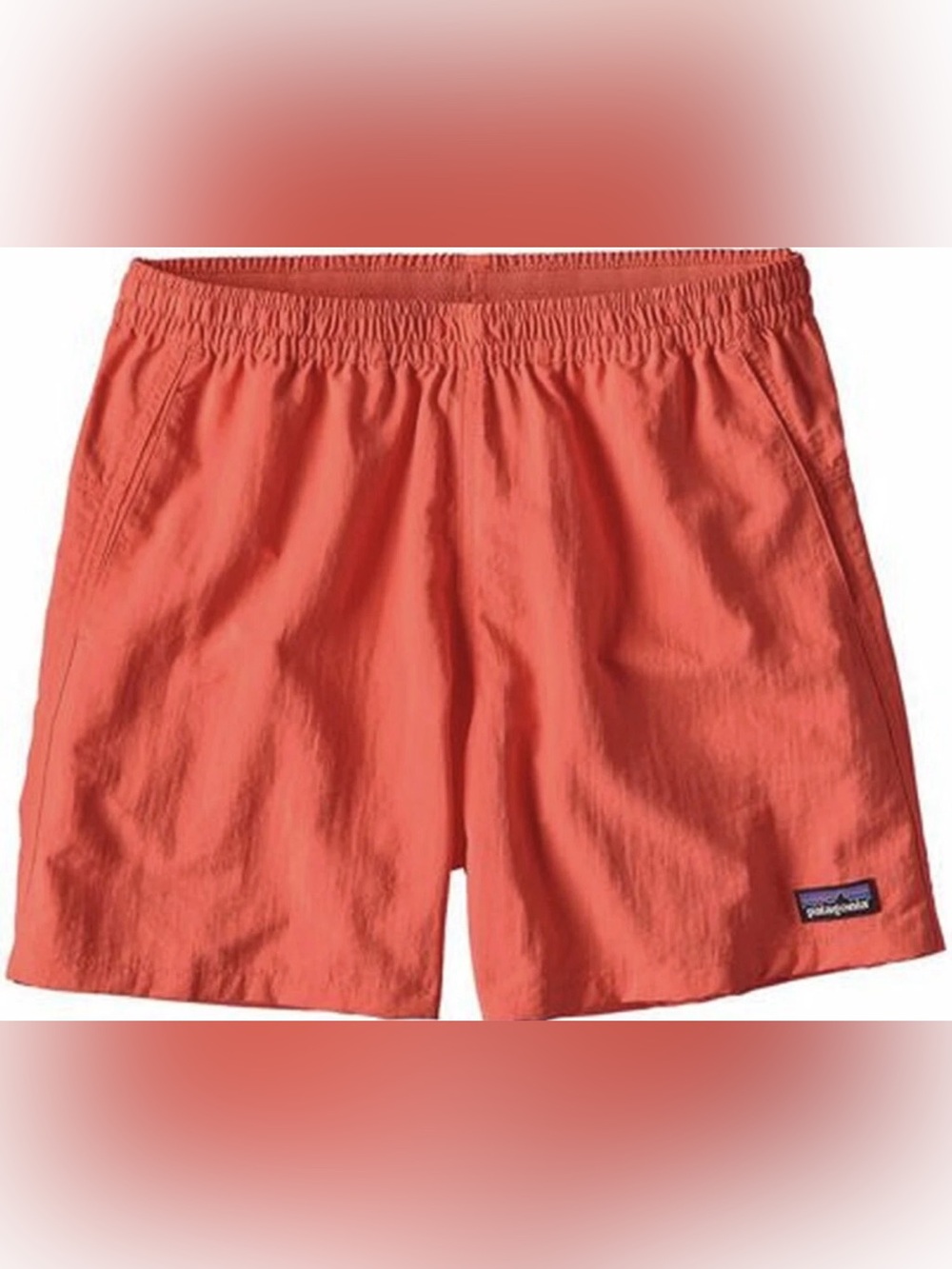 Patagonia Boys Baggies Shorts Soft Red Orange Youth 4” Inseam